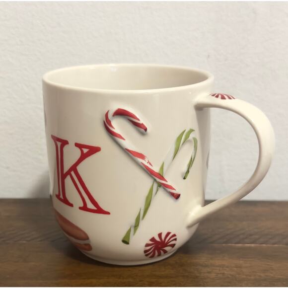 Anthropologie - Holifaye Monogram, Stoneware, Coffee Mug - Letter K - Picture 3 of 6